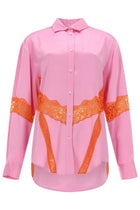 MSGM Women's Shirt with Inserti in Lace Blue