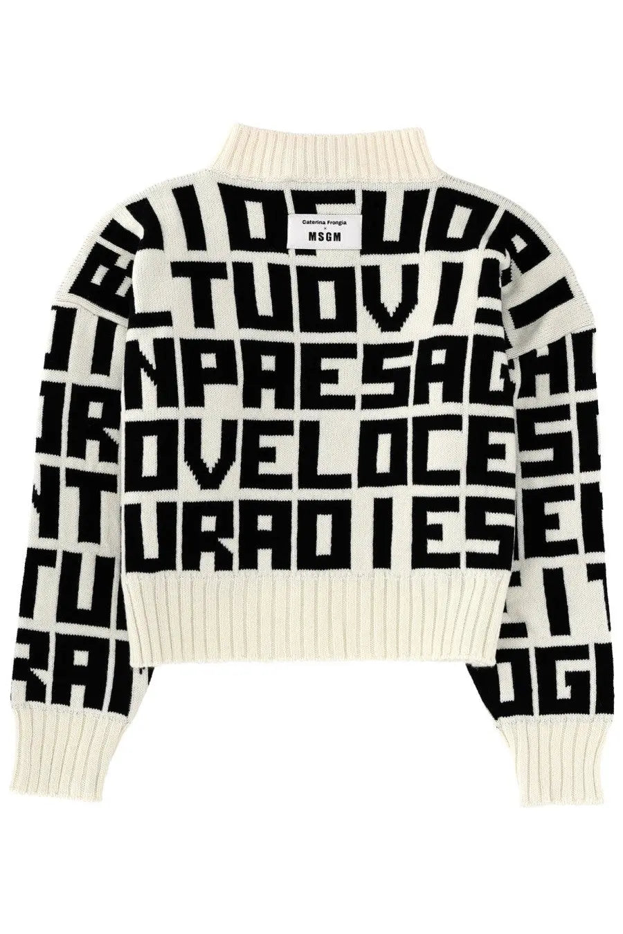 MSGM Women's Msgm Caterina Frongia Lettered Sweater Black, view 2