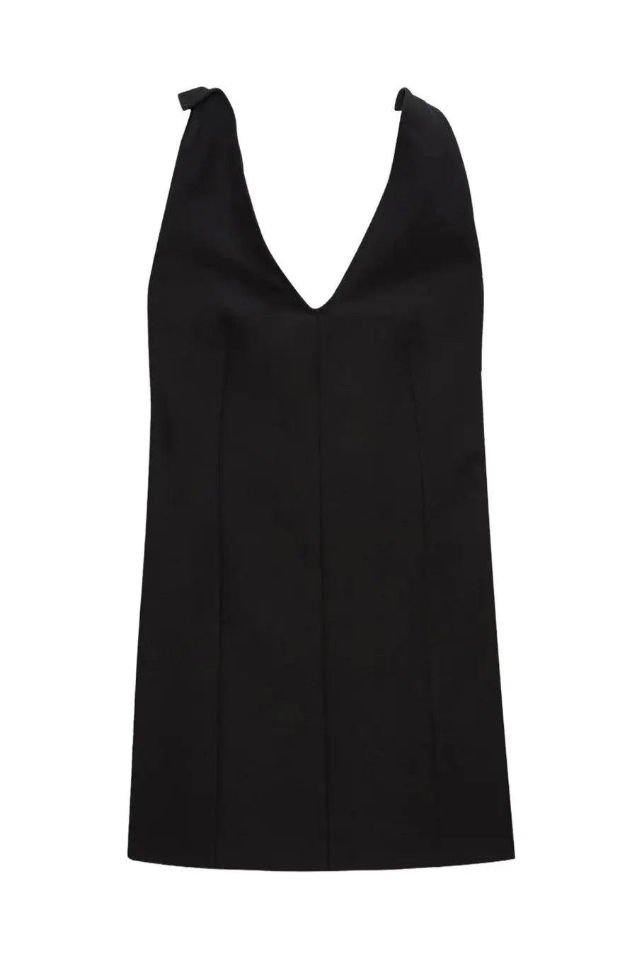 Msgm women’s black mini corset dress with sleeveless deep v-neckline and subtle front pleats in lightweight fabric