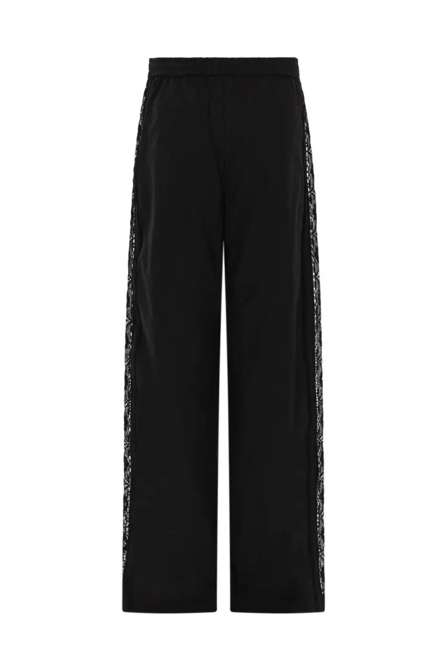 MSGM Women's Straight Trousers with Details in Lace Black, view 2