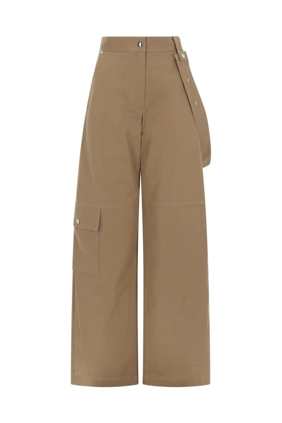 MSGM Women's Cotton Straight Trousers Beige
