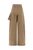 MSGM Women's Cotton Straight Trousers Beige, view 2