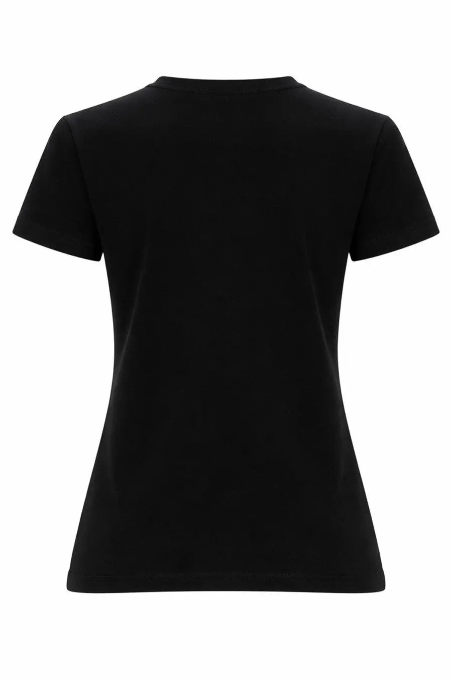 Msgm women’s black short-sleeved shirt with classic crew neck made from con micro fabric