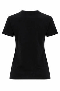 Msgm women’s black short-sleeved shirt with classic crew neck and smooth solid fabric