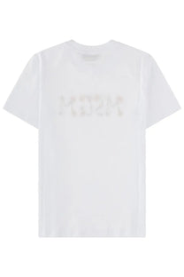 Msgm women’s white ksubi t-shirt with subtle faded logo across the chest in lightweight cotton fabric