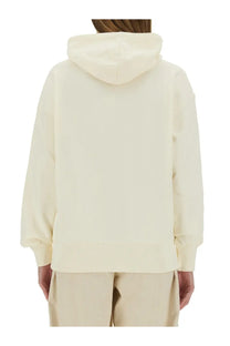Msgm women’s cream-colored oversized sweatshirt with soft fabric relaxed fit and ribbed cuffs for casual wear