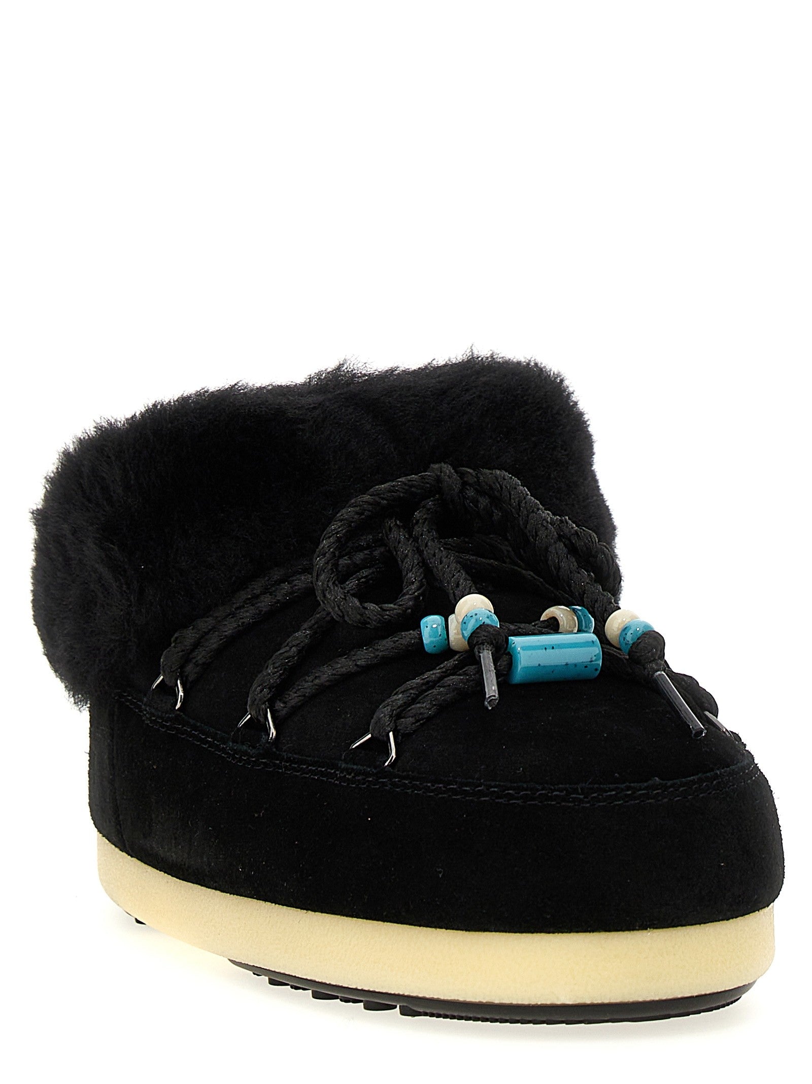 Moon Boot Mule Suede Beads Ankle Boots Black