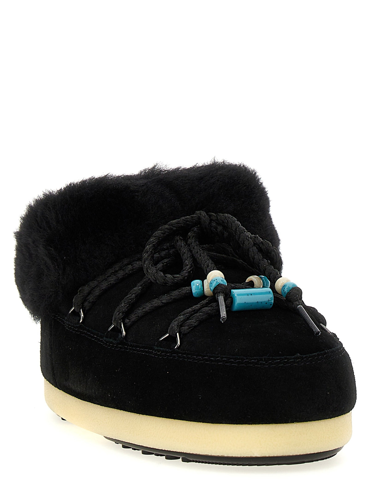 Moon Boot Mule Suede Beads Ankle Boots Black