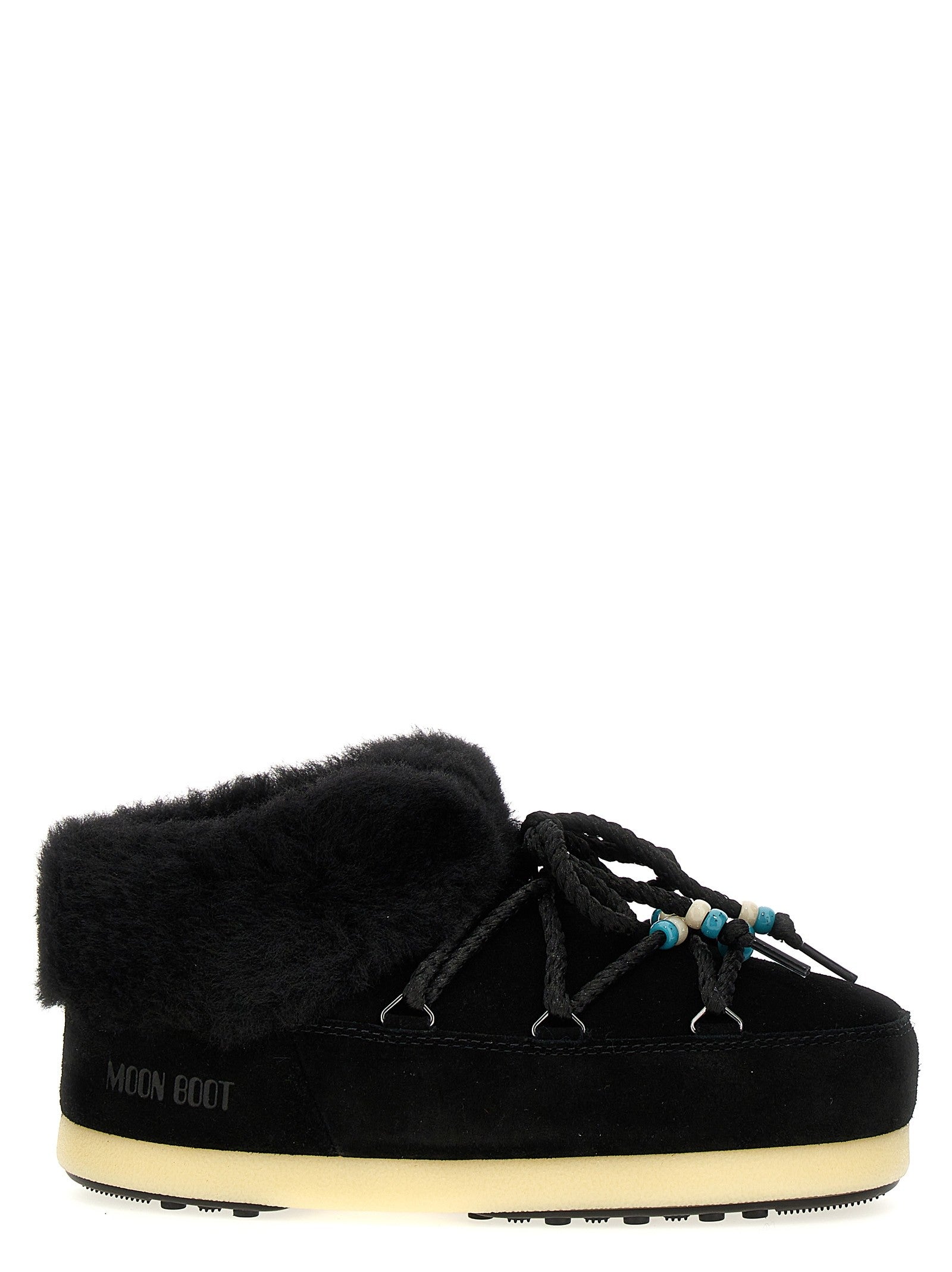 Moon Boot Mule Suede Beads Ankle Boots Black