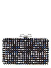 self-portrait Multi Crystal Chainmail Clutch Gold