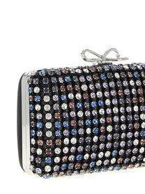 self-portrait Multi Crystal Chainmail Clutch Gold