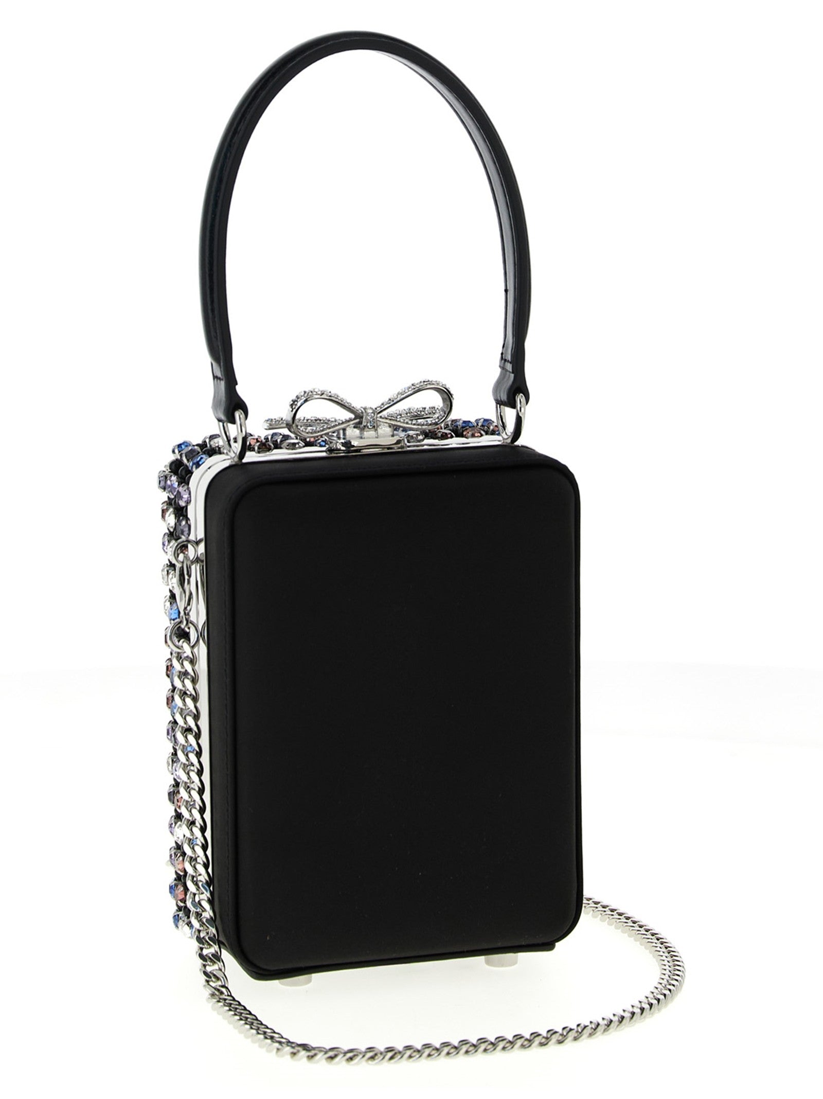 self-portrait Multi Crystal Chainmail Handbag Gold