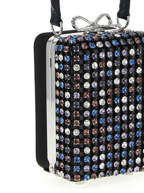 self-portrait Multi Crystal Chainmail Handbag Gold