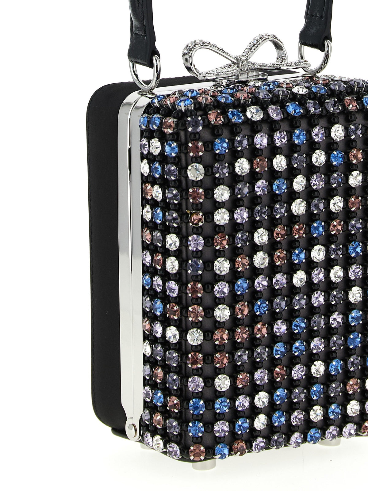 self-portrait Multi Crystal Chainmail Handbag Gold, view 3