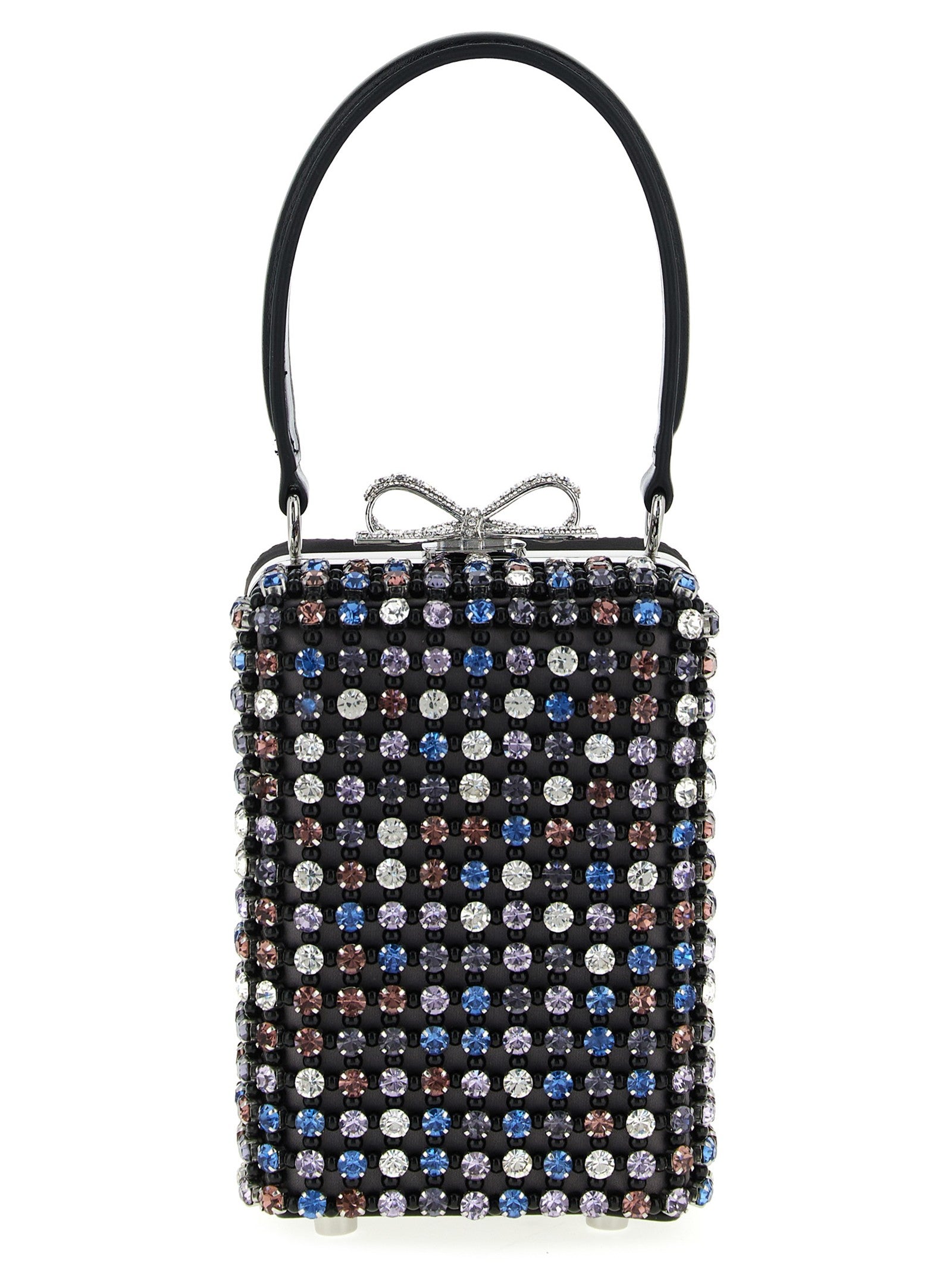 self-portrait Multi Crystal Chainmail Handbag Gold