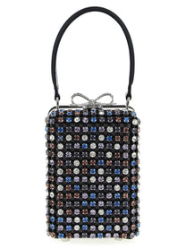 self-portrait Multi Crystal Chainmail Handbag Gold