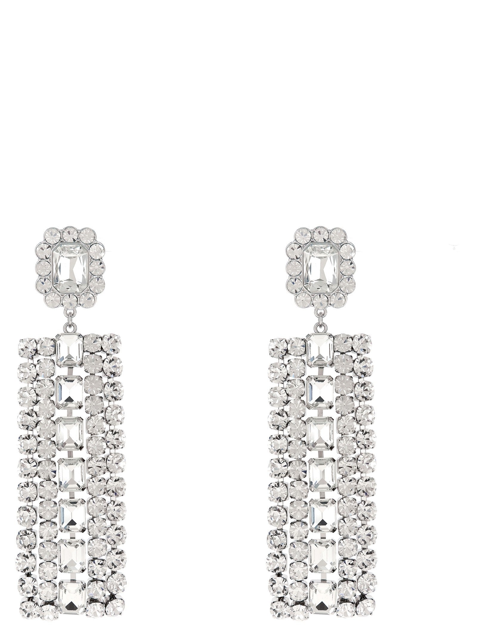 self-portrait Multi Crystal Droplet Earrings Silver