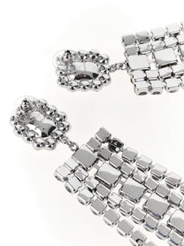 self-portrait Multi Crystal Droplet Earrings Silver