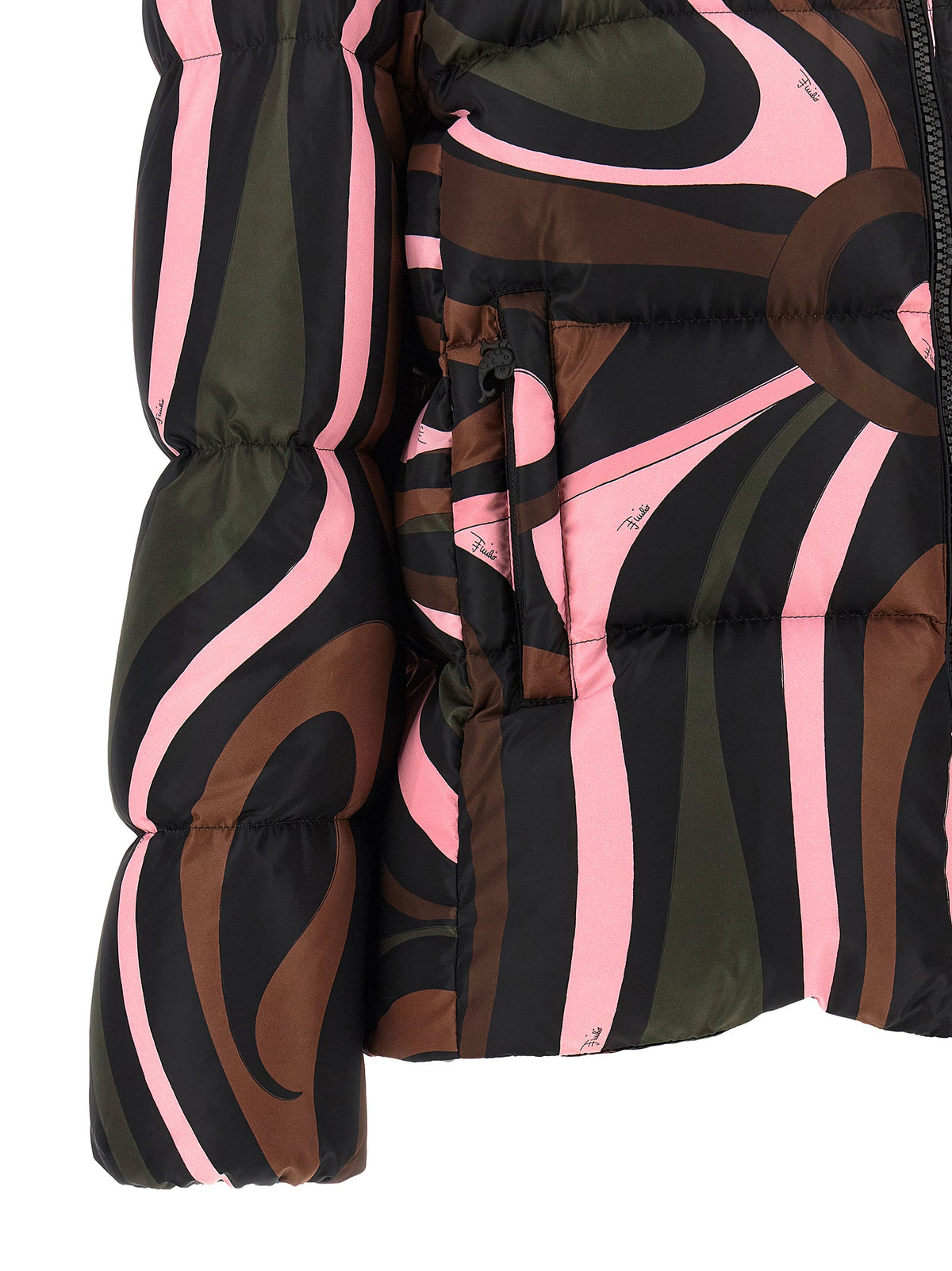 Emilio Pucci Multicolor Marmo Down Jacket Gold