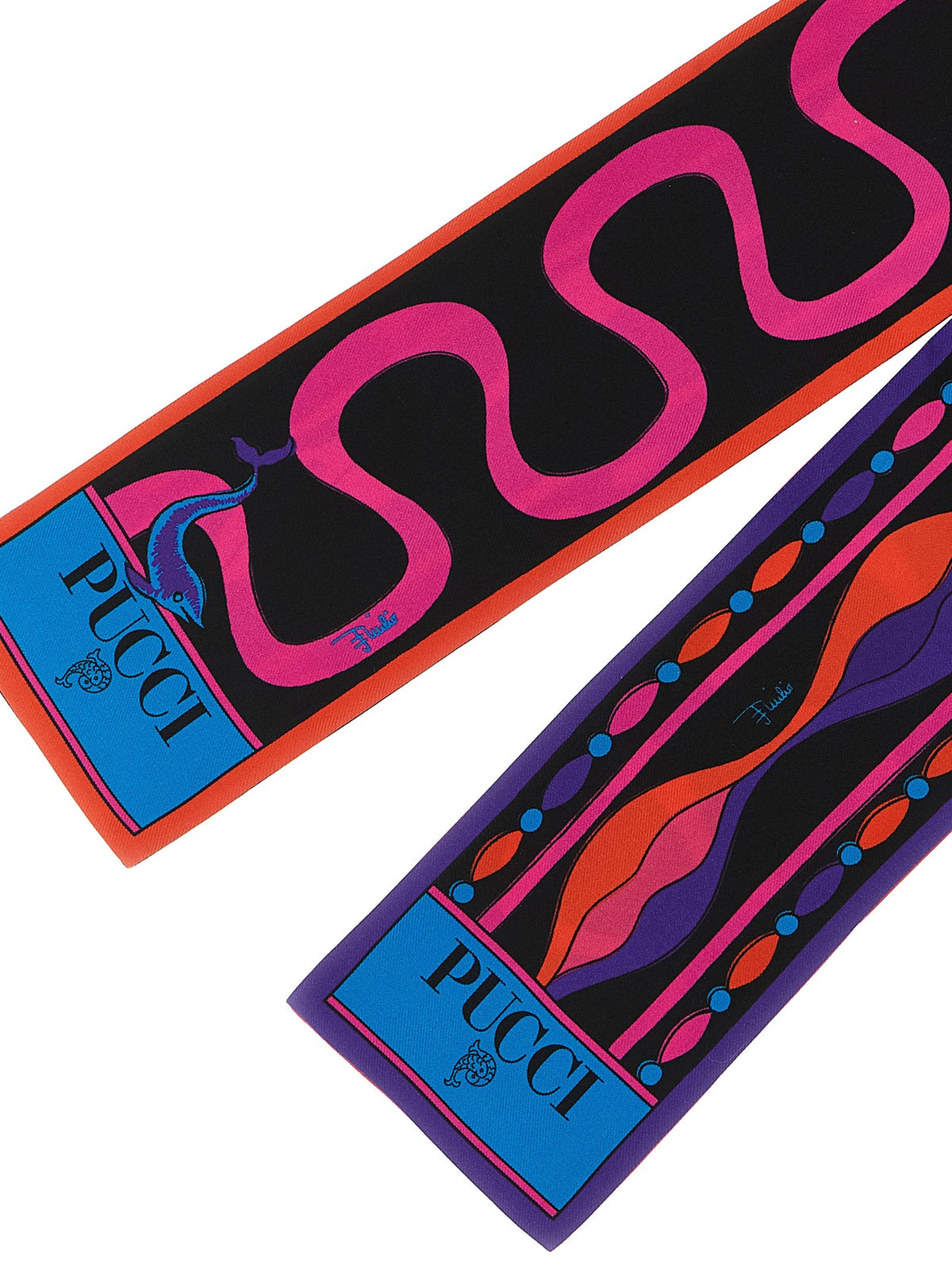 Emilio Pucci Multicolor Print Mix Scarf Gold