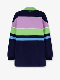 Versace Women's Multicolor Stripes Cotton Sweatshirt Blue