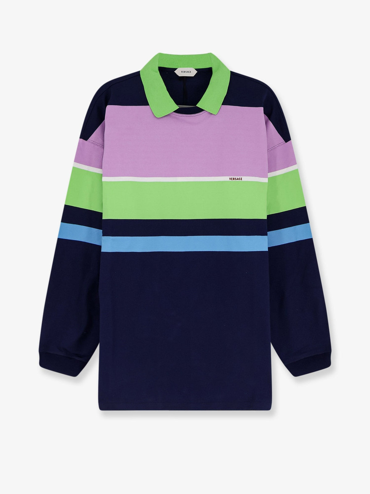 Versace Women's Multicolor Stripes Cotton Sweatshirt Blue