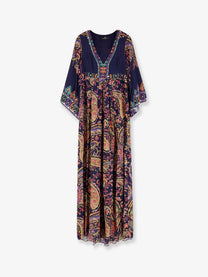 ETRO Women's Multicolor Viscose Long Dress Gold