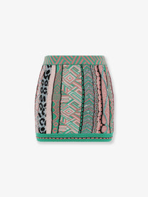 Laneus Women's Multicolored Cotton Skirt Green
