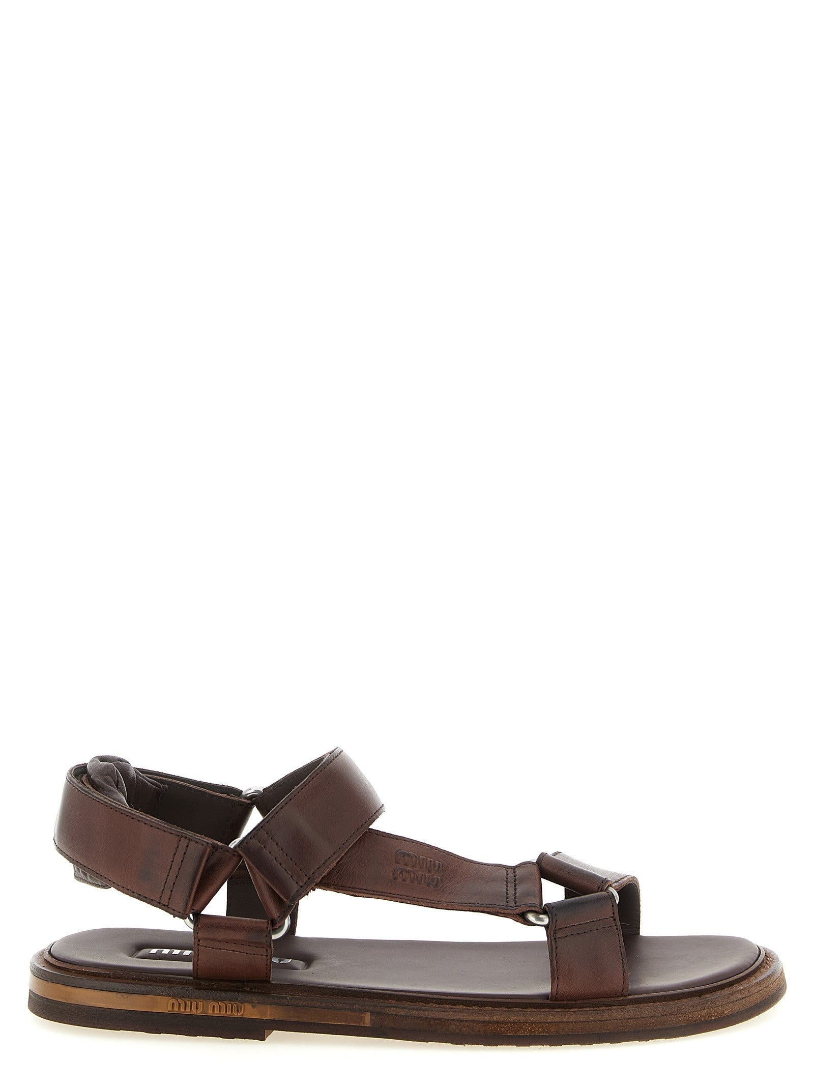 Miu Miu Multiple Band Sandals Brown