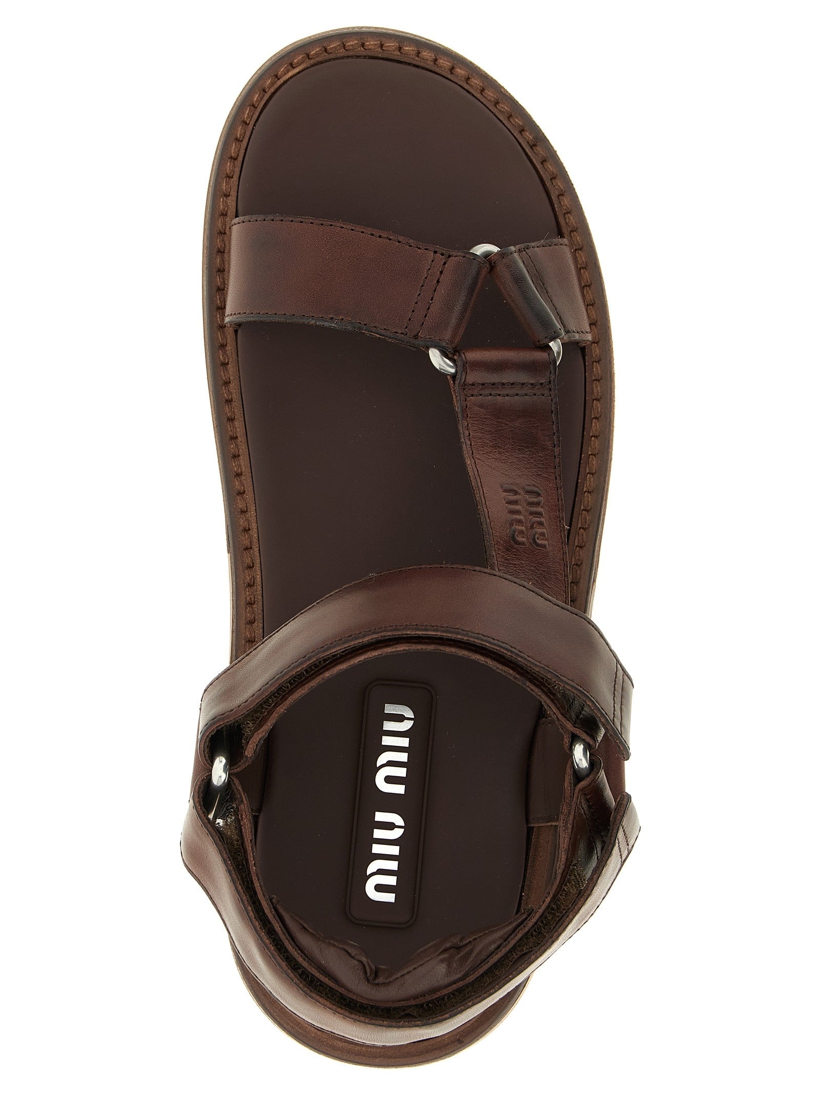 Miu Miu Multiple Band Sandals Brown
