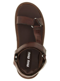 Miu Miu Multiple Band Sandals Brown