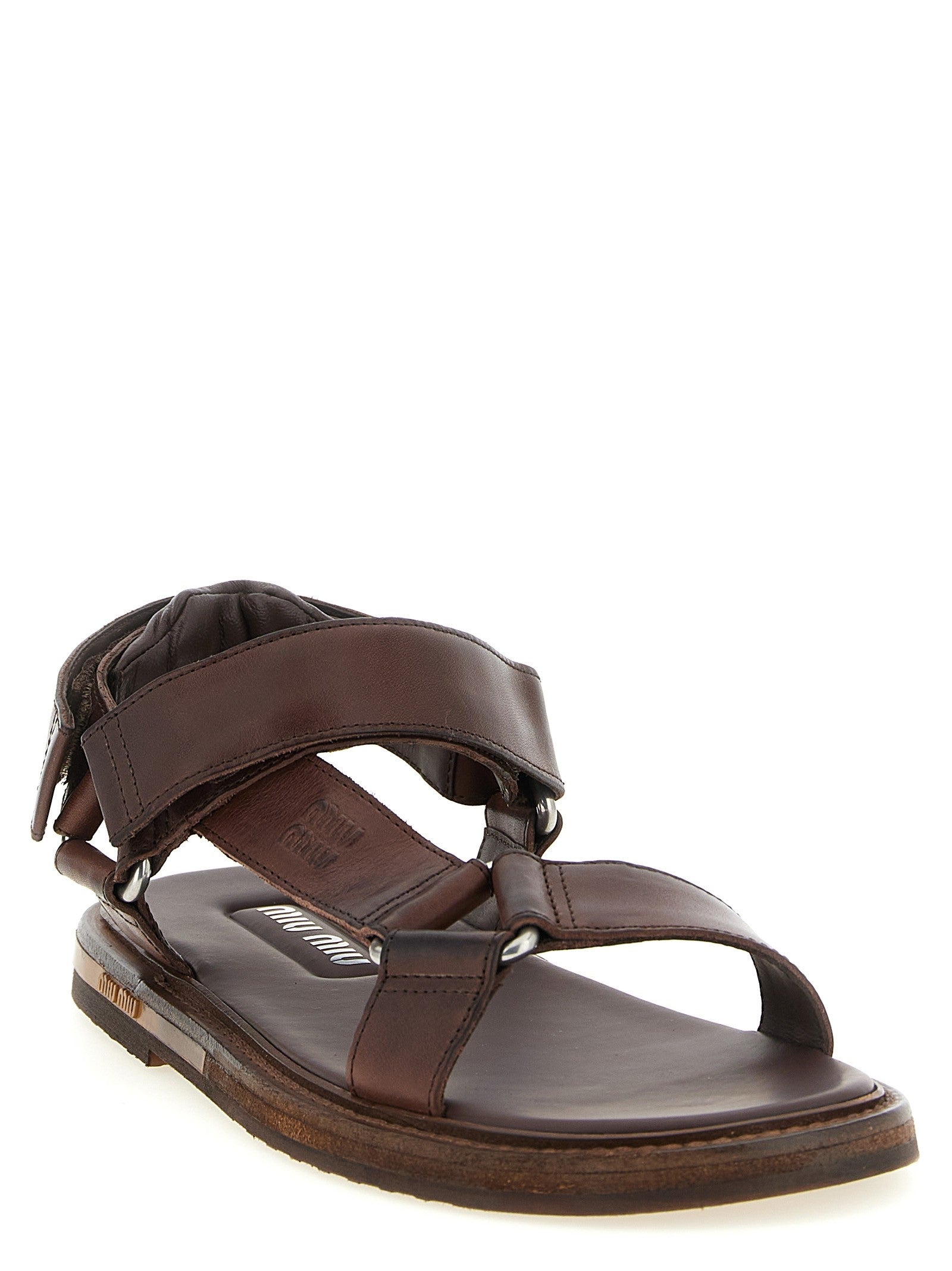 Miu Miu Multiple Band Sandals Brown
