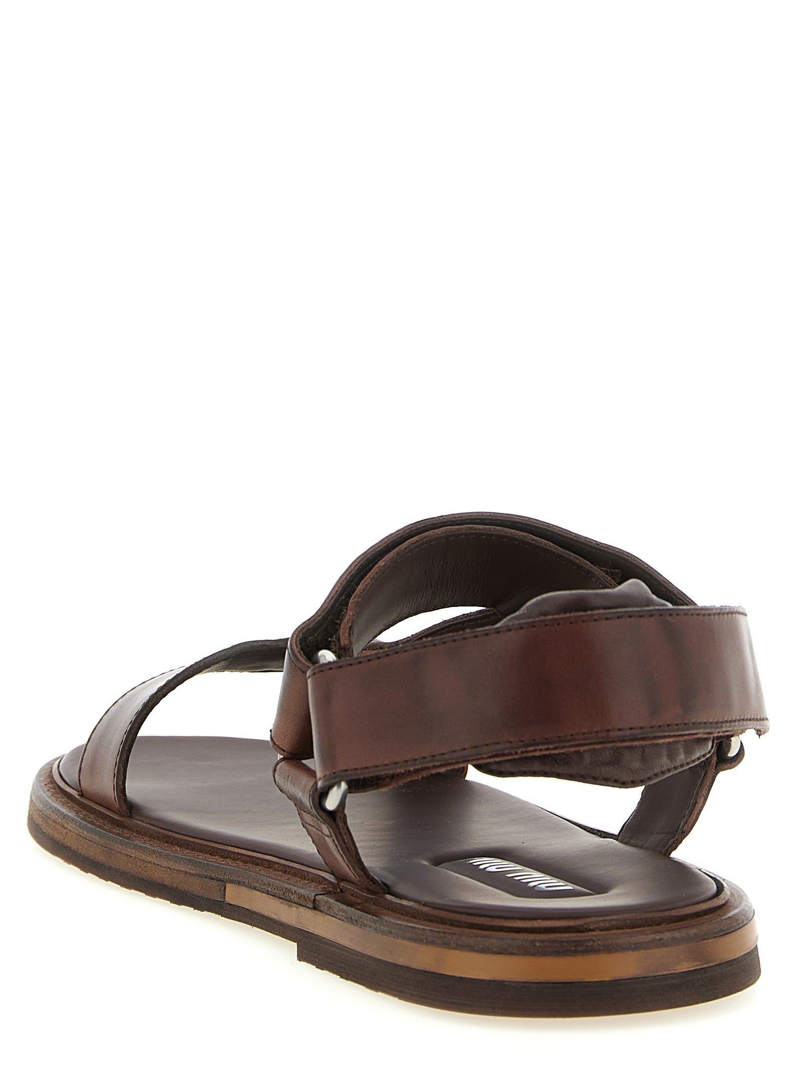 Miu Miu Multiple Band Sandals Brown