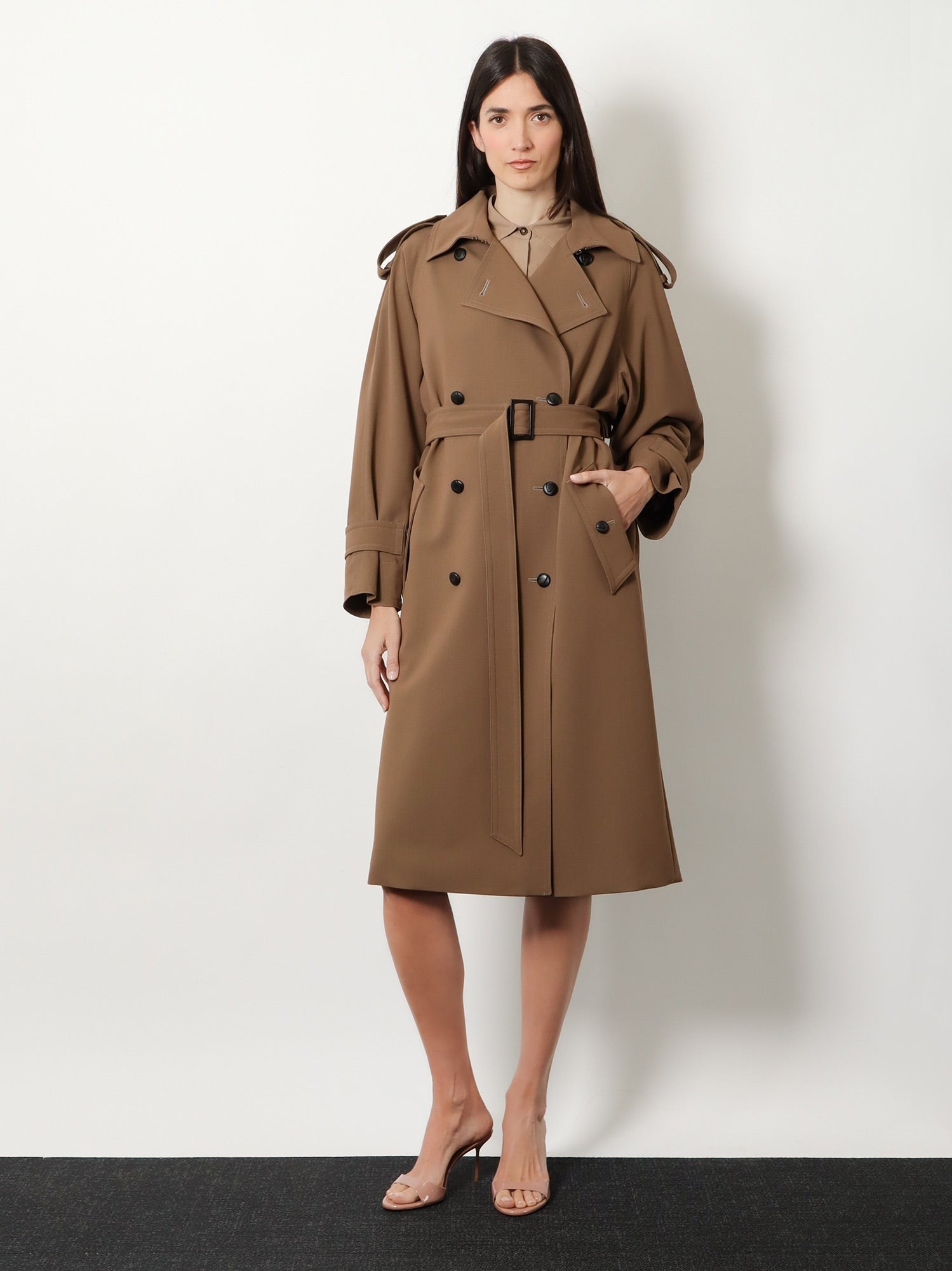 Max Mara Women's Mxmcerto Virgin Wool Trench Brown
