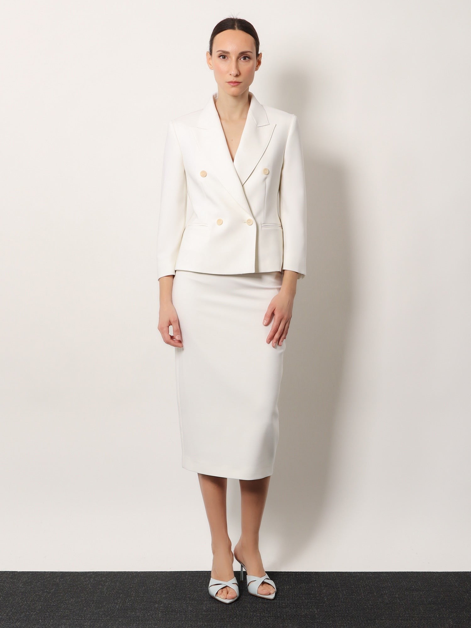 Max Mara Women's Mxmotre Stretch Virgin Wool Skirt White