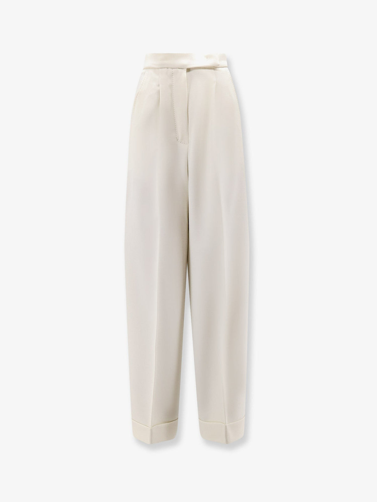 Max Mara Women's Mxmrugiada Virgin Wool Trousers White