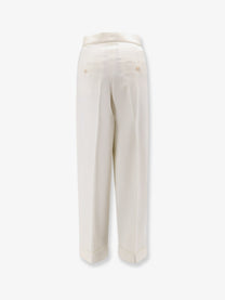 Max Mara Women's Mxmrugiada Virgin Wool Trousers White