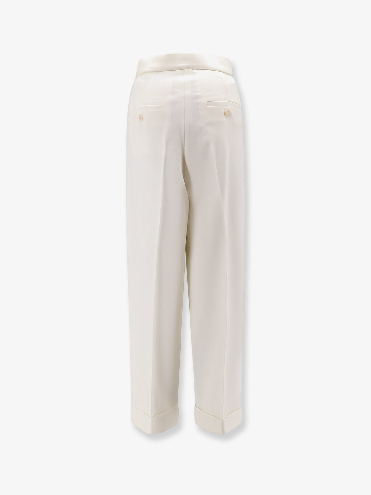 Max Mara Women's Mxmrugiada Virgin Wool Trousers White