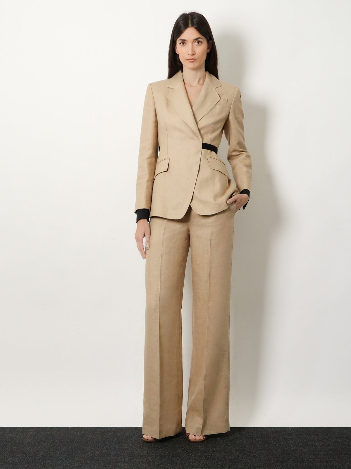 Max Mara Women's Mxsbig Linen Trousers Beige, view 2