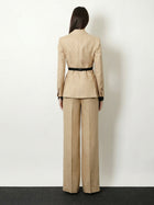 Max Mara Women's Mxsbig Linen Trousers Beige, view 3