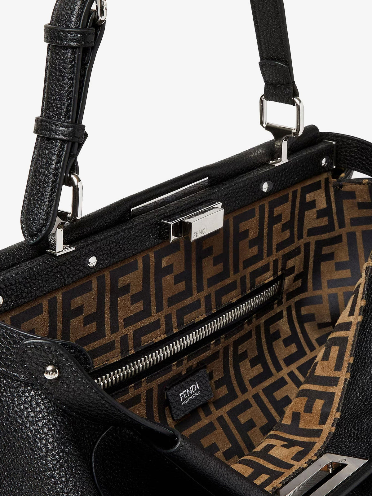 Fendi Men's My Peekaboo Large Leather Crossbody Bag Black