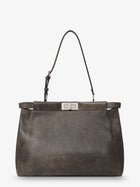 Fendi Men's My Peekaboo Large Leather Shoulder Bag Black