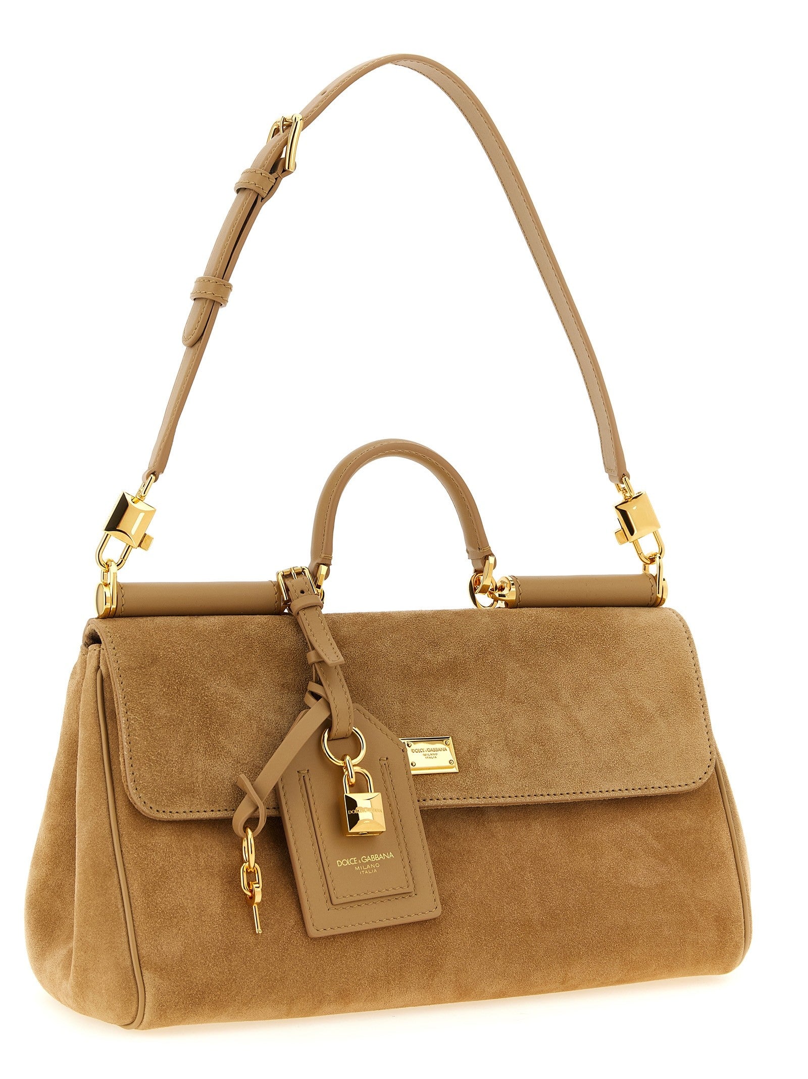Dolce &amp; Gabbana My Sicily Suede Handbag Beige
