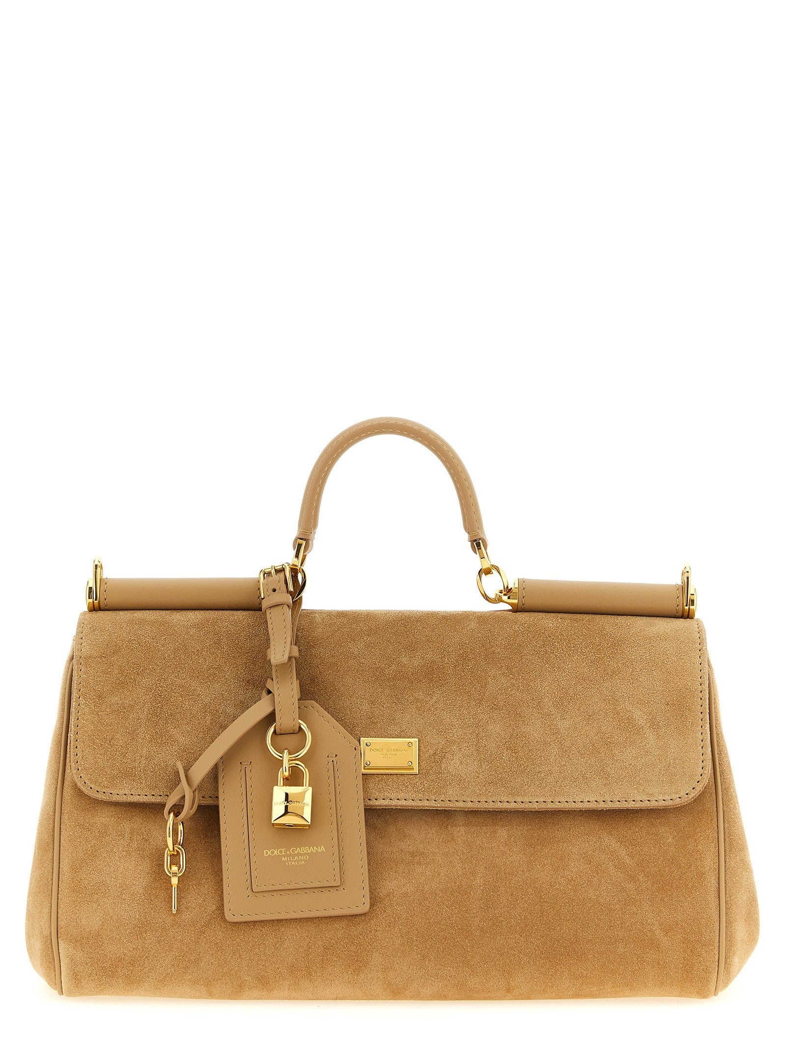 Dolce &amp; Gabbana My Sicily Suede Handbag Beige