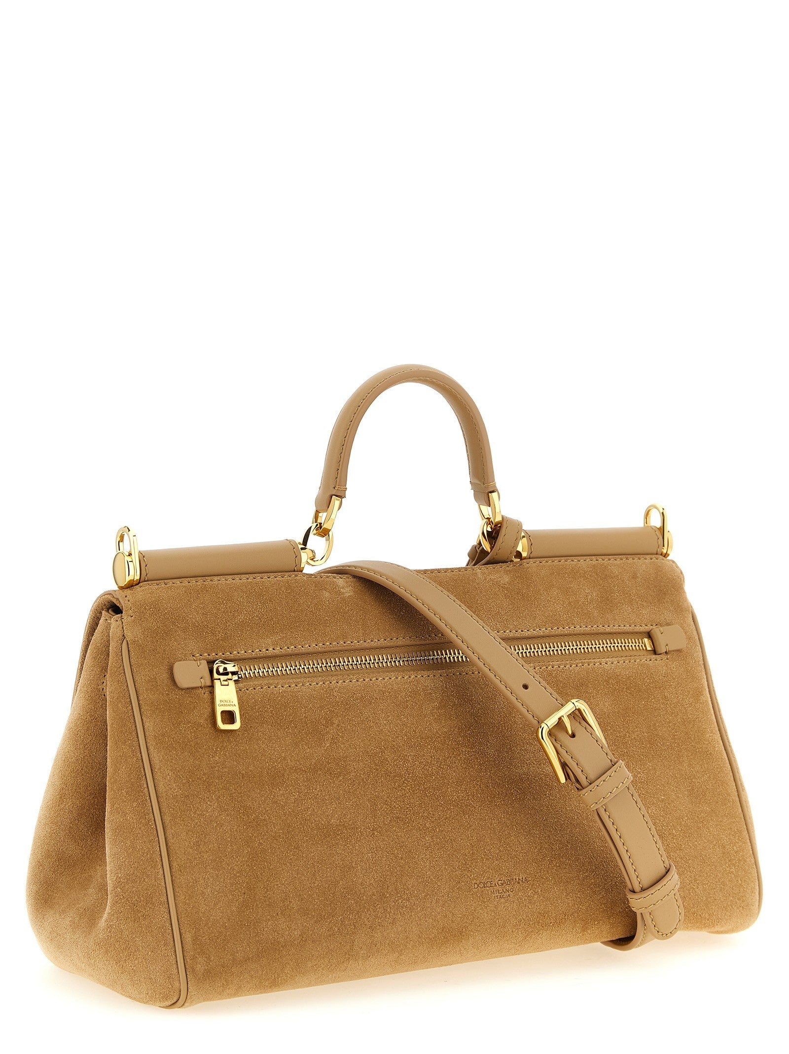 Dolce &amp; Gabbana My Sicily Suede Handbag Beige