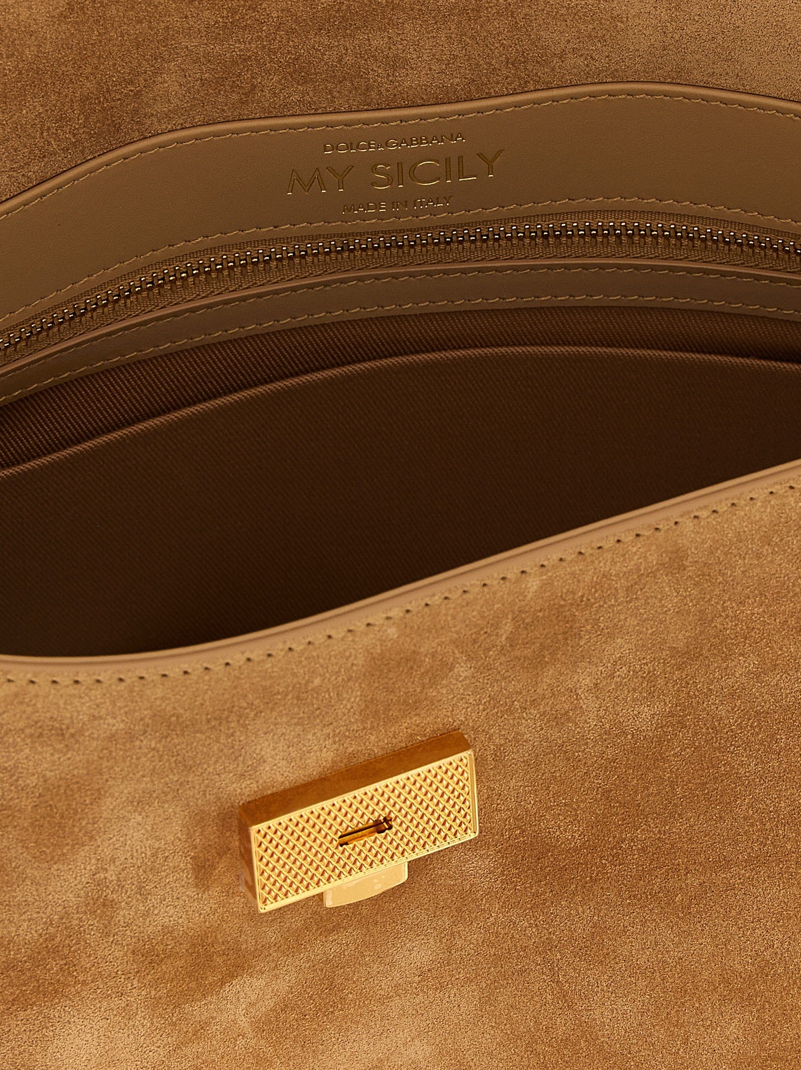 Dolce &amp; Gabbana My Sicily Suede Handbag Beige