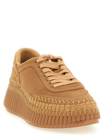 Chloé Nama Wedge Sneakers Beige