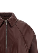 Brunello Cucinelli Nappa Leather Jacket Red, view 3