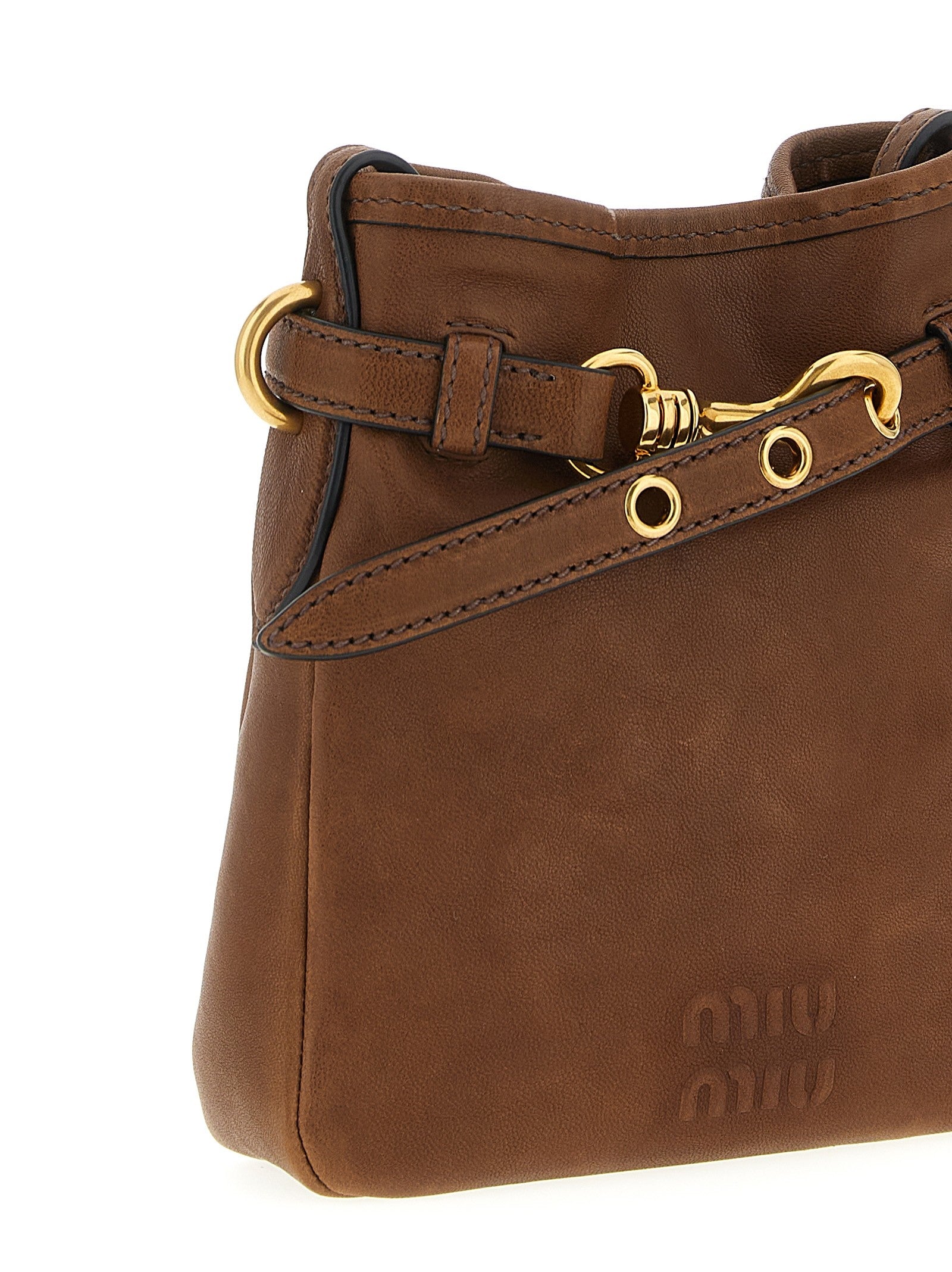 Miu Miu Nappa Leather Shoulder Strap Brown