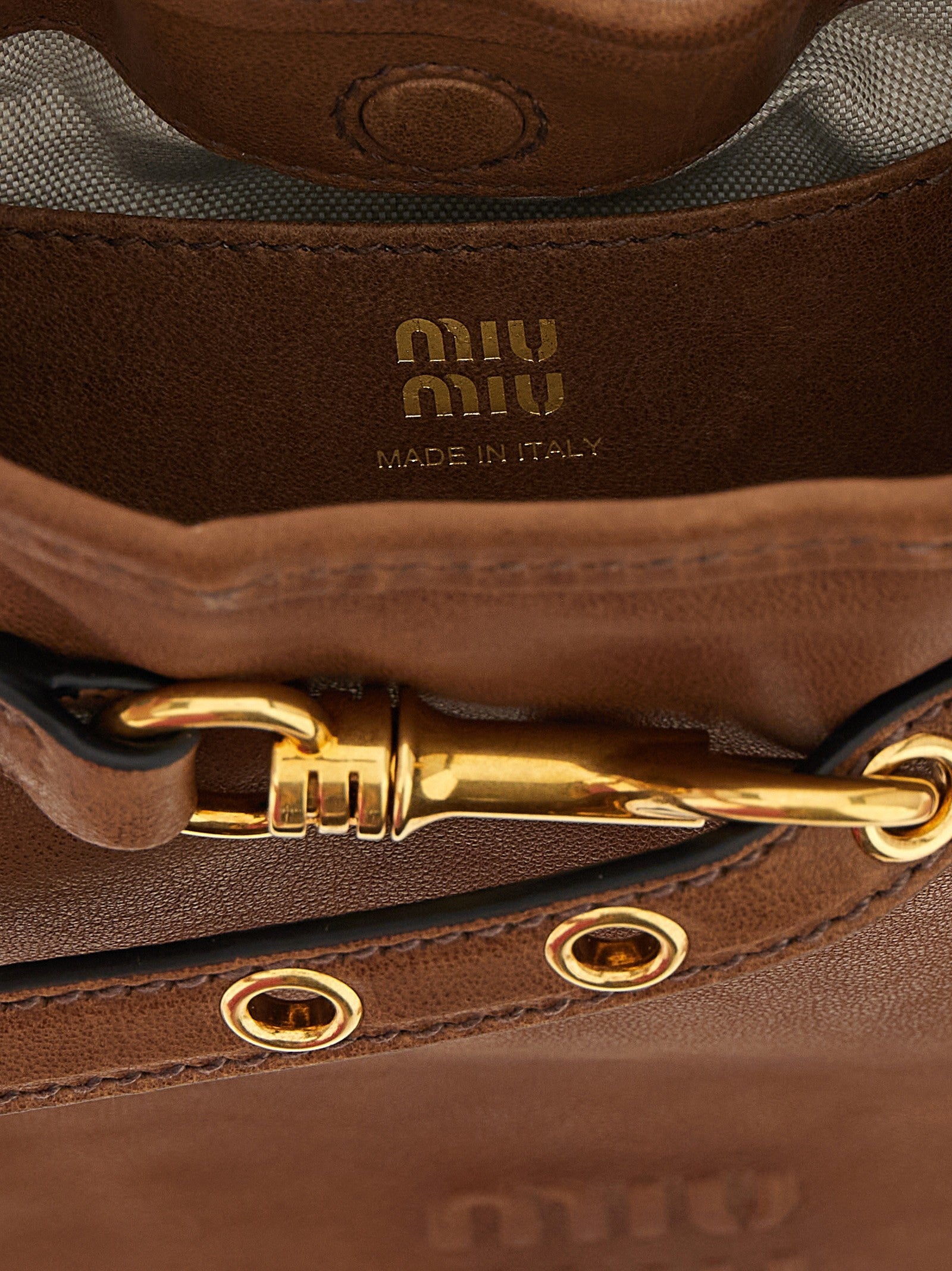 Miu Miu Nappa Leather Shoulder Strap Brown